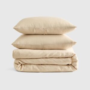 Quince Linen Duvet Cover Set Oat Cream/Ivory King / Cal King Shams